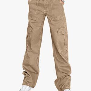 Lepunuo Cargo Pants Women High Waisted Casual Baggy Stretchy Wide Leg Small